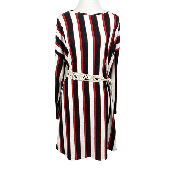 Zara Striped Dress with Woven Belt Size Small - Picture 2 of 10